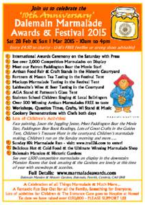 Join us to celebrate the  ‘10th Anniversary’ Dalemain Marmalade Awards & Festival 2015