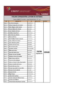 VIOLINO (ORQUESTRA JOVEM DO ESTADO) Teste na EMESP Tom Jobim - Largo General Osório, 147 - Luz INSC CANDIDATO (A)