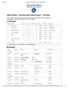 Hyland Hills Park and Rec District ­ TeamSideline.com CBAP Football |  Saturday Flag Football Eastern |  All Teams Top 4 teams from the Eastern and Western Divisions will combine f