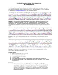 GENEWIZ Solutions Guide: DNA Sequencing No Priming Results The following Examples, Possible Causes, and Solutions guidelines will help obtain your best DNA sequencing results. Please email or call GENEWIZ Technical Suppo