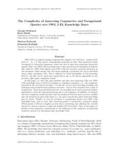 Journal of Artificial Intelligence Research705  Submitted 05/14; publishedThe Complexity of Answering Conjunctive and Navigational Queries over OWL 2 EL Knowledge Bases