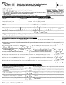 C  Application to Change the Sex Designation of a Person Under 14 Years of Age  ..To the applicant