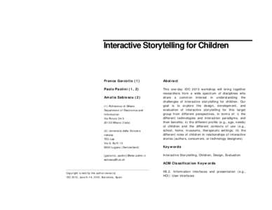 Educational technology / Digital storytelling / Film making / Interactive storytelling / Culture / Storytelling / Literature / Arts