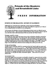 Friends of the Meadows and Bruntsfield Links PRESS INFORMATION