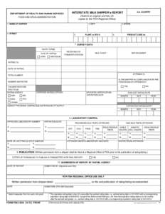 3-A. COUNTRY  INTERSTATE MILK SHIPPER’s REPORT DEPARTMENT OF HEALTH AND HUMAN SERVICES