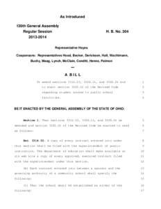 As Introduced 130th General Assembly Regular Session[removed]H. B. No. 304