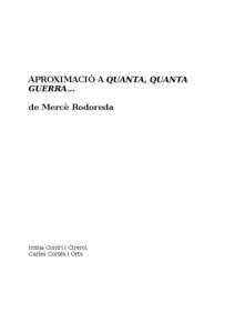 APROXIMACIÓ A QUANTA, QUANTA GUERRA... de Mercè Rodoreda