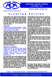 NATIONAL DENTAL UPDATE SEPTEMBER 2004 www.ada.org.au AUSTRALIAN DENTAL ASSOCIATION INC.