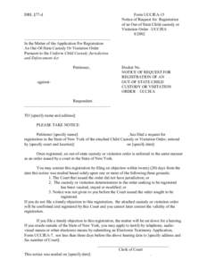 DRL §77-d  Form UCCJEA-15 Notice of Request for Registration of an Out-of State Child-custody or Visitation Order –UCCJEA