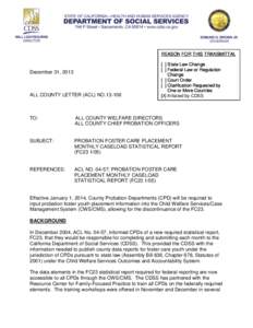 REASON FOR THIS TRANSMITTAL  December 31, 2013 ALL COUNTY LETTER (ACL) NO[removed]