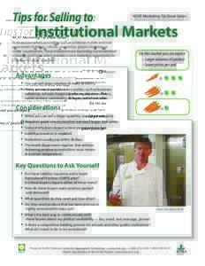 Tips for Selling to:  NCAT Marketing Tip Sheet Series Institutional Markets