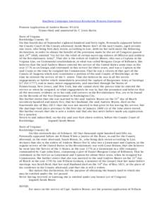 Southern Campaign American Revolution Pension Statements Pension Application of Andrew Moore: W1454 Transcribed and annotated by C. Leon Harris State of Virginia Rockbridge County SC On this fourth day of September eight