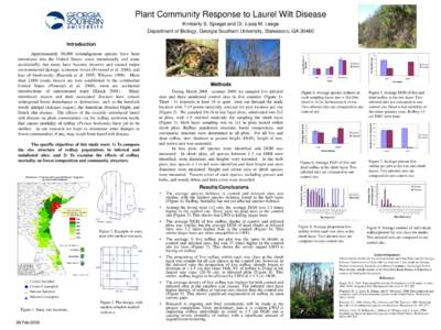 Plant Community Response to Laurel Wilt Disease Kimberly S. Spiegel and Dr. Lissa M. Leege Department of Biology, Georgia Southern University, Statesboro, GA 30460 •