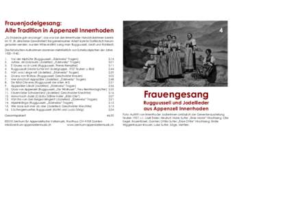 Frauenjodelgesang: Alte Tradition in Appenzell Innerrhoden 4  „Zo Stobede goh ond singe“, das war bei den Innerrhoder Handstickerinnen bereits