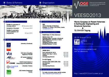 Dates & Partners  Organisation Österreichische Gesellschaft  für Erdbebeningenieurwesen 