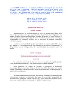 Loi n° 13-89 relative au commerce extérieur promulguée par le dahir n°[removed]du 13 joumada I[removed]novembre 1992), telle quelle a été modifiée et complétée par la loi n° 37-93 promulguée par le dahir n°1-