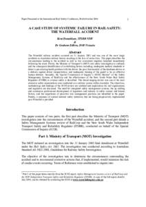 Rail Safety Act / Safety Management Systems / Safety culture / System safety / State Rail Authority of New South Wales / Waterfall rail accident / Safety / Prevention / Security