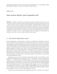 Vortrag auf der Tagung “Was sind und warum gelten Naturgesetze?”, [removed]September 1999, ZiF Bielefeld. Erscheint in: Philosophia Naturalis[removed]), Heft 2.