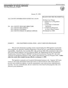 STATE OF CALIFORNIA - HEALTH AND HUMAN SERVICES AGENCY  GRAY DAVIS, Governor DEPARTMENT OF SOCIAL SERVICES 744 P Street, Sacramento, CA 95814