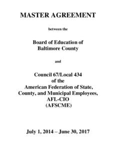 MASTER AGREEMENT between the Board of Education of Baltimore County and