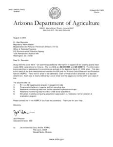 Cover Letter from the Arizona Department of Agriculture