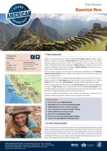 Trip Dossier  Essential Peru Tour At a glance: