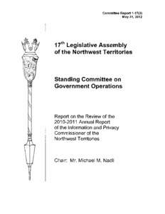 Committee Report[removed]May 31, 2012 17th Legislative Assembly of the Northwest Territories