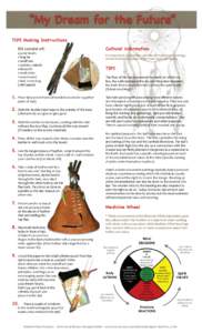 TIPI Making Instructions Kit consist of: 4 pony beads 1 long tie 2 small ties