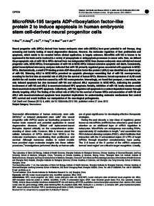 MicroRNA-195 targets ADP-ribosylation factor-like protein 2 to induce apoptosis in human embryonic stem cell-derived neural progenitor cells