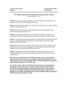 University of Wisconsin Madison Faculty Document[removed]March 2015