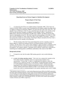 Committee for the Coordination of Statistical Activities SANinth Session New York, 26 February 2007 Item 6 of the provisional agenda ===================================================================