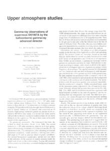 Upper atmosphere studies_________________ Gamma-ray observations of supernova SN1987A by the balloonborne gamma-ray advanced detector A.C. RESTER and R.L. COLDWELL