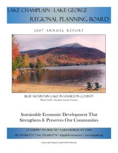 Lake Champlain - lake George  Regional planning boardA N N U A L R E P O RT  Blue Mountain Lake in Hamilton County