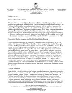 STATE OF MICHIGAN RICK SNYDER GOVERNOR DEPARTMENT OF LICENSING AND REGULATORY AFFAIRS MICHIGAN ADMINISTRATIVE HEARING SYSTEM