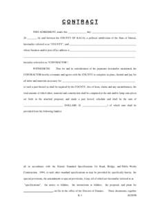 CONTRACT THIS AGREEMENT, made this ______________ day __________________________________ 20 _______, by and between the COUNTY OF KAUAI, a political subdivision of the State of Hawaii, hereinafter referred to as “COUNT