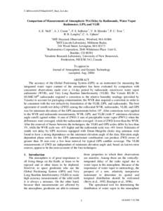 C:\d0\wave\JAOT\final\JAOT_final_2col.doc  Comparison of Measurements of Atmospheric Wet Delay by Radiosonde, Water Vapor Radiometer, GPS, and VLBI A. E. Niell 1, A. J. Coster 2 , F. S. Solheim 3, V. B. Mendes 4, P. C. T