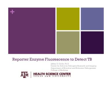 +  Reporter Enzyme Fluorescence to Detect TB Jeffrey D. Cirillo, Ph.D. Center for Airborne Pathogens Research and Imaging Department of Microbial and Molecular Pathogenesis