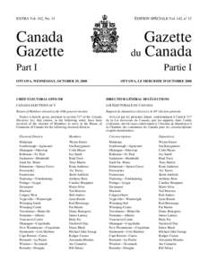 ÉDITION SPÉCIALE Vol. 142, no 13  EXTRA Vol. 142, No. 13 Canada Gazette