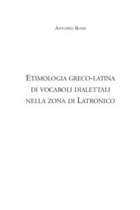 ANTONIO ROSSI  ETIMOLOGIA GRECO-LATINA