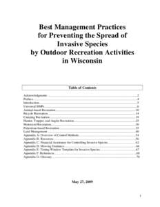 Invasive Species Best Management Practices – Recreation Track