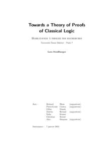 Towards a Theory of Proofs of Classical Logic ` diriger des recherches Habilitation a Universit´e Denis Diderot – Paris 7