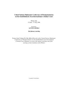 United Nations Diplomatic Conference of Plenipotentiaries on the Establishment of an International Criminal Court, volume II, 1998 : Summary Records – 2nd Plenary meeting