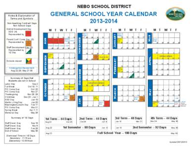NEBO SCHOOL DISTRICT  GENERAL SCHOOL YEAR CALENDAR[removed]Summary of 1/2 Days