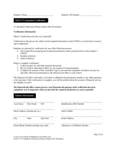 Student’s Name _________________________  Student’s ID Number _____________________V1 Standard Verification V1 Standard Verification Parent Nontax Filer Worksheet