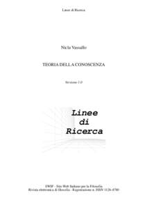 Linee di Ricerca  Nicla Vassallo TEORIA DELLA CONOSCENZA