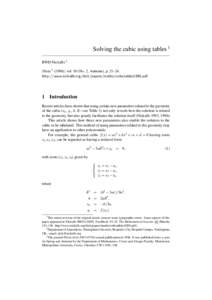 Solving the cubic using tables 1 RWD Nickalls 2 Theta); vol. 10 (No. 2, Autumn), p. 21–24. http://www.nickalls.org/dick/papers/maths/cubictables1996.pdf  1
