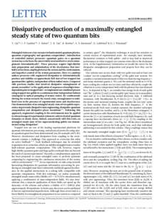 LETTER  doi:[removed]nature12801 Dissipative production of a maximally entangled steady state of two quantum bits