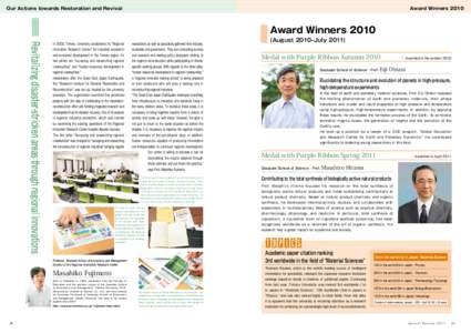 Our Actions towards Restoration and Revival  Award Winners 2010 Award Winners 2010
