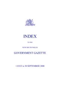 INDEX TO THE NEW SOUTH WALES  GOVERNMENT GAZETTE