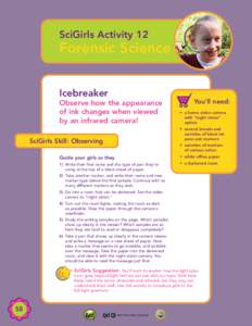 SciGirls Activity 12  Forensic Science Icebreaker  Observe how the appearance